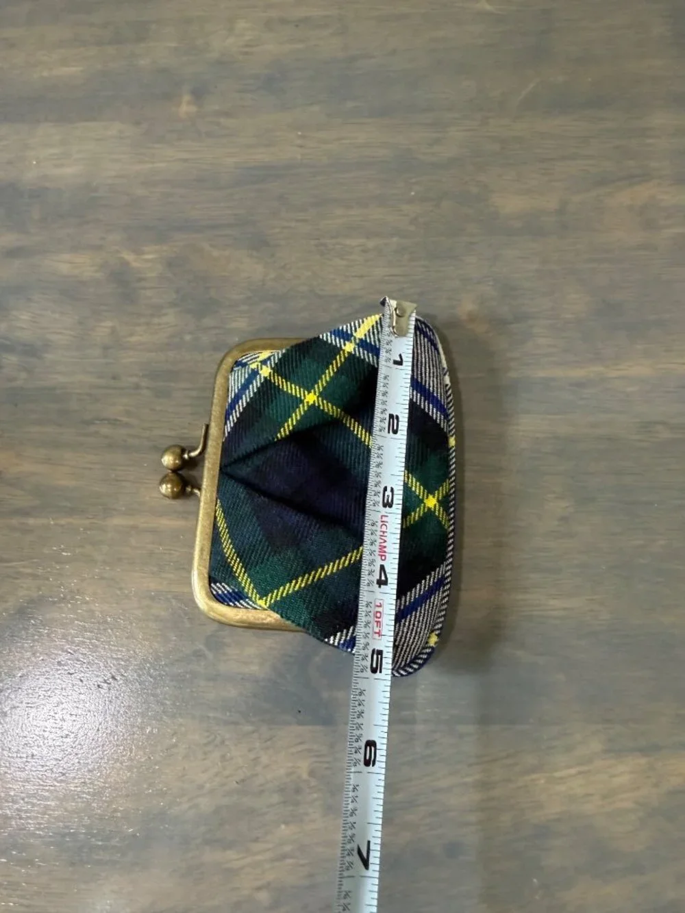 J Crew Checkered Coin Purse Wallet Kiss Lock